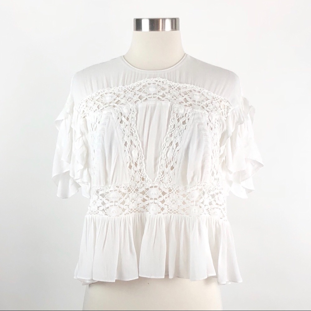 IRO | Lucey Crochet Lace Semi Sheer Ruffle Top - Picture 2 of 7